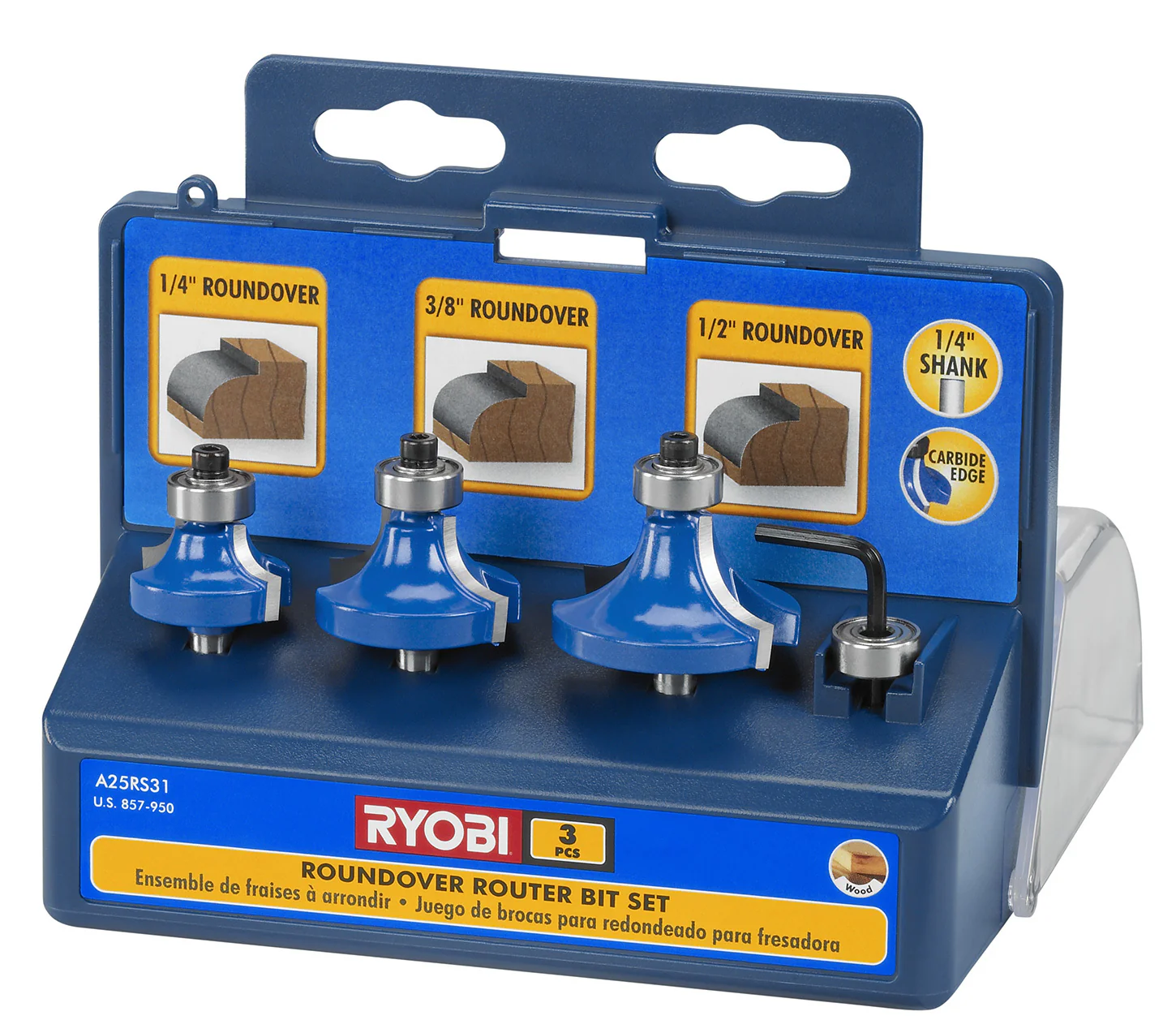 3 PC. Roundover Router Bit Set - Image 3