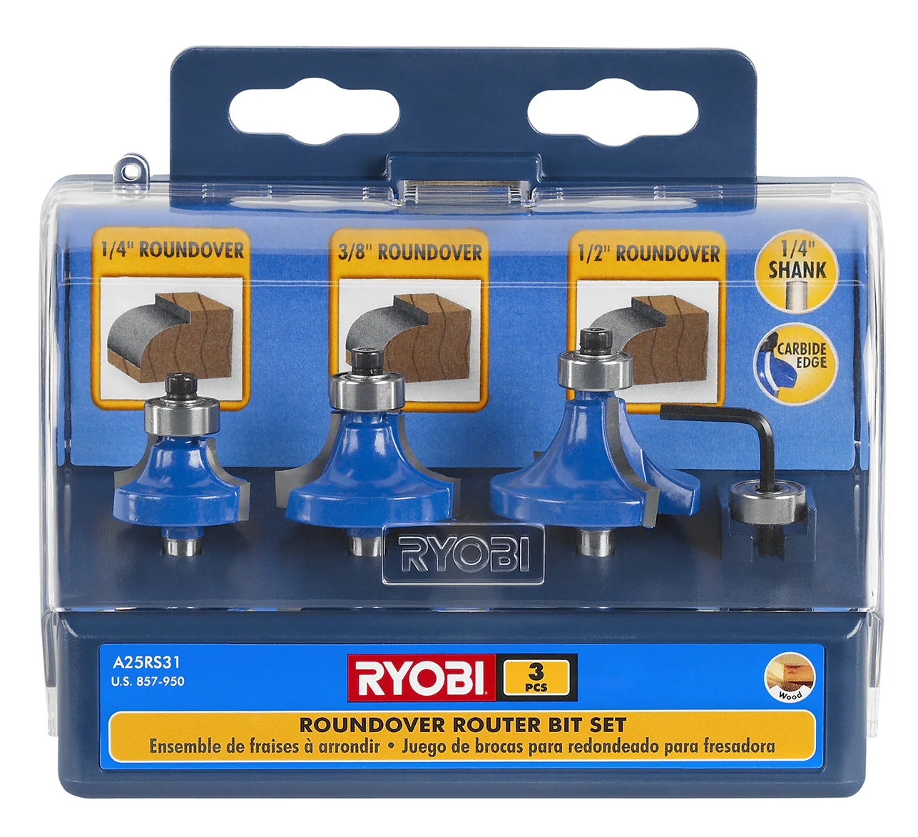 3 PC. Roundover Router Bit Set - Image 4