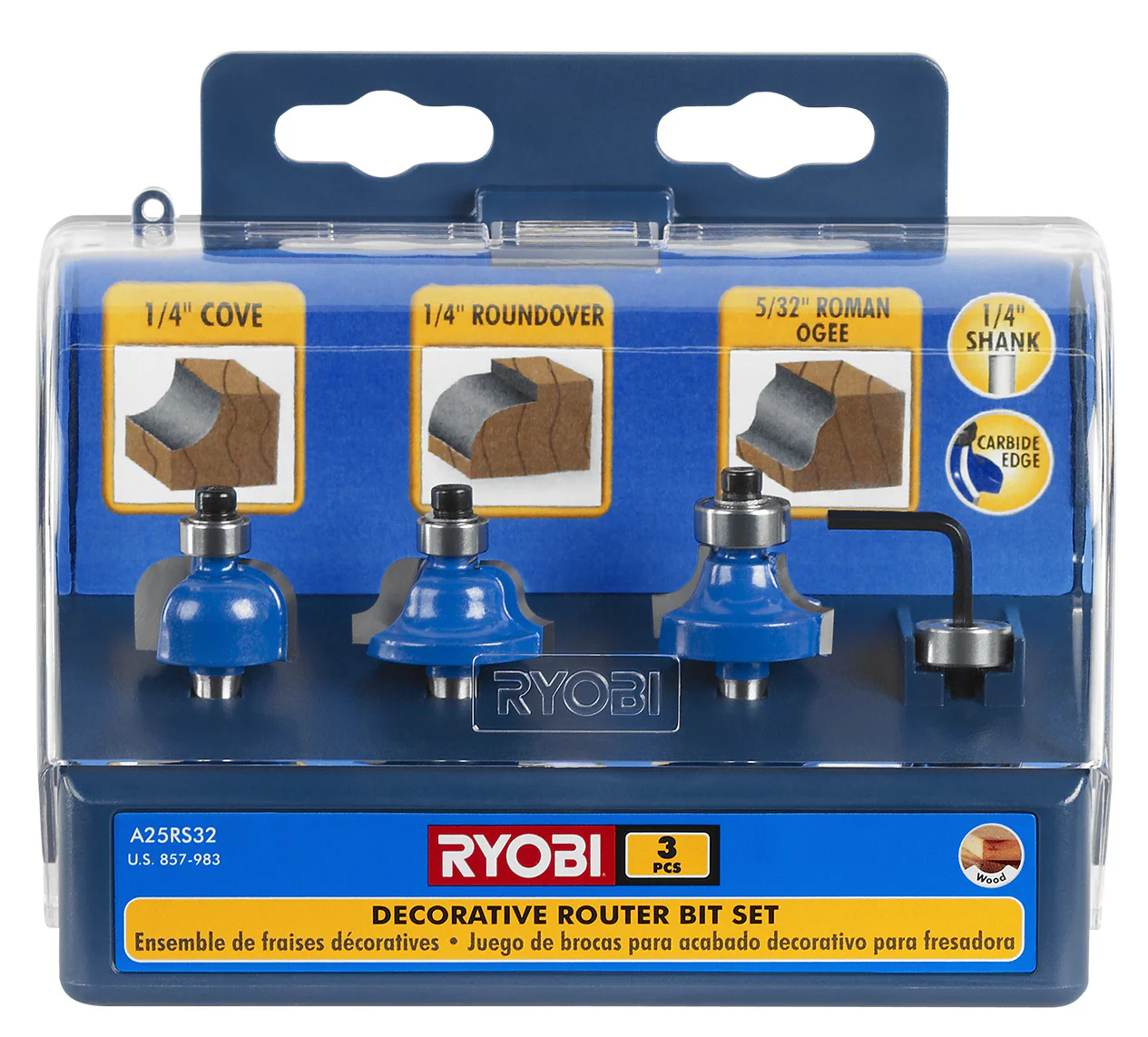 3 PC. Decorative Router Bit Set - Image 3