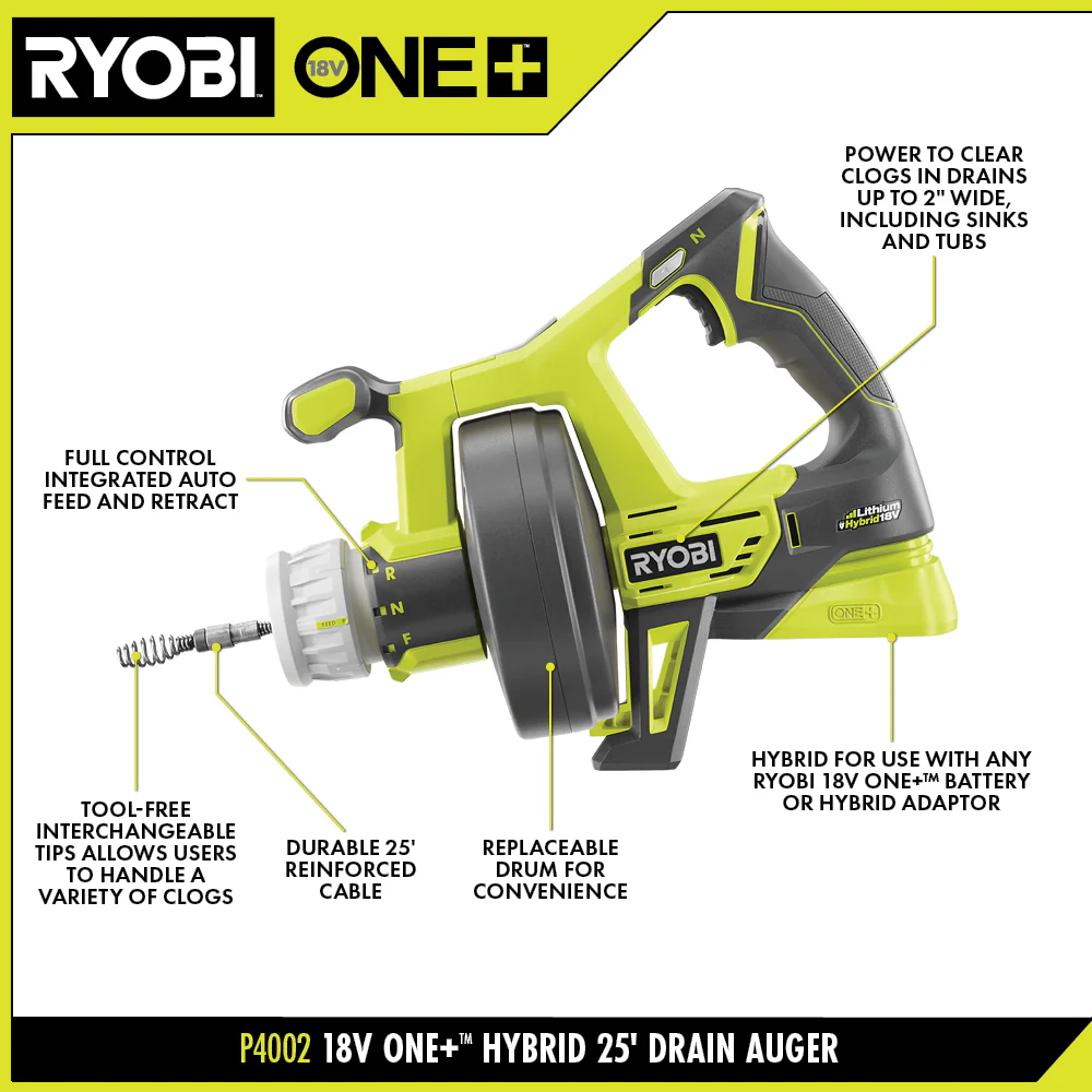 18V ONE+ Hybrid Drain Auger - Image 2