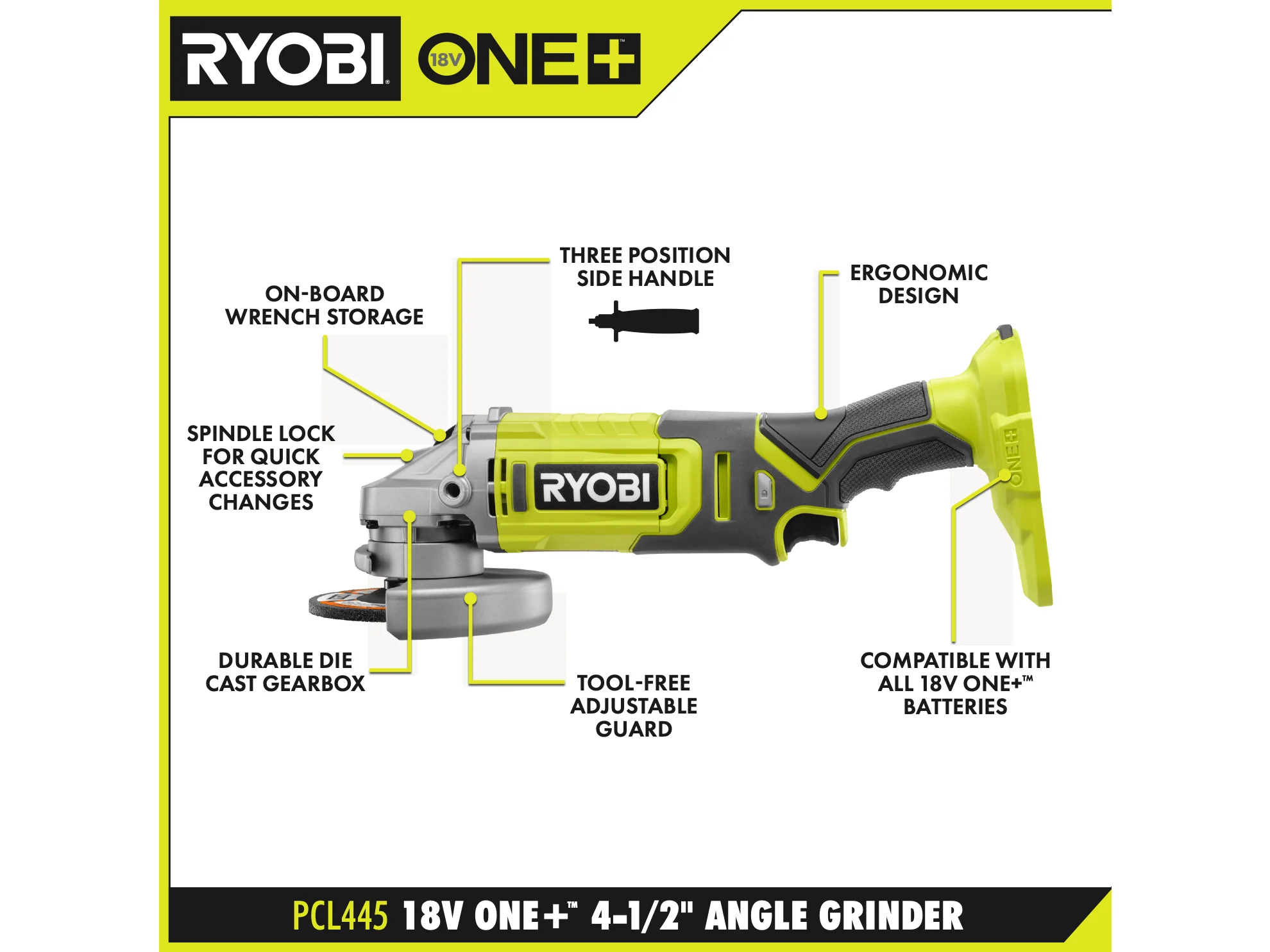 18V ONE+ 4-1/2" Angle Grinder - Image 2