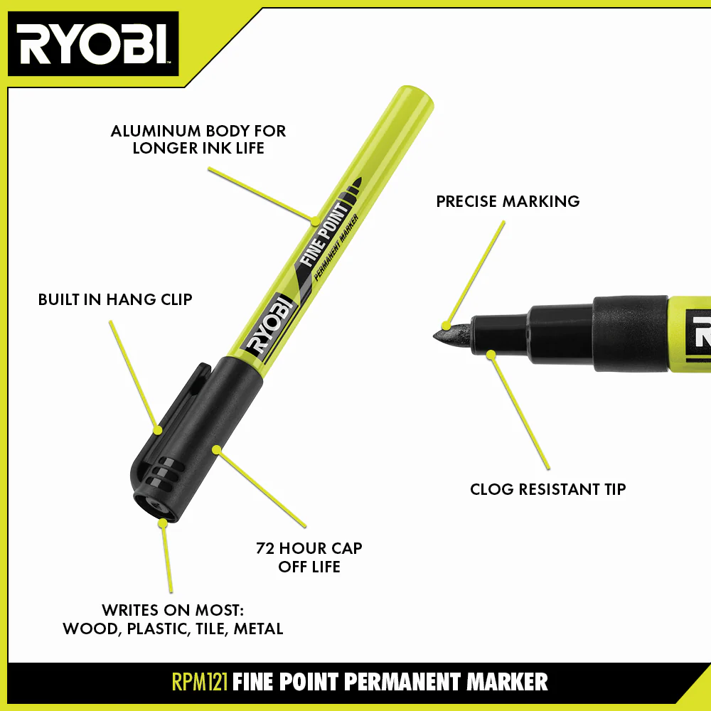 Black Fine Point Permanent Workshop Marker - Image 2