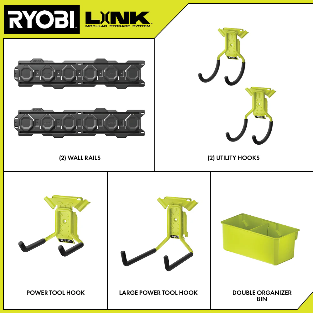 LINK 7-Piece Wall Storage Kit, Heavy Duty Wall Hooks - Image 3