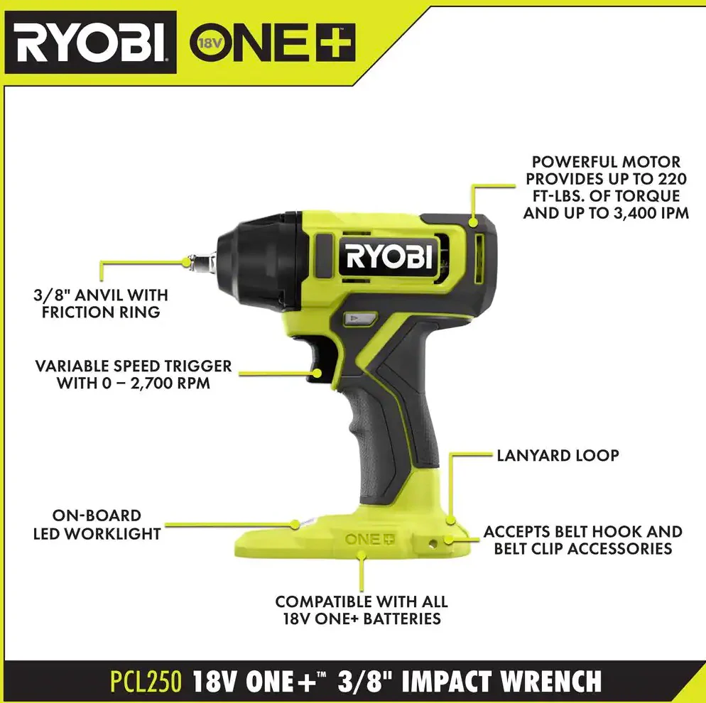 18V ONE+ 3/8" Impact Wrench Kit - Image 3
