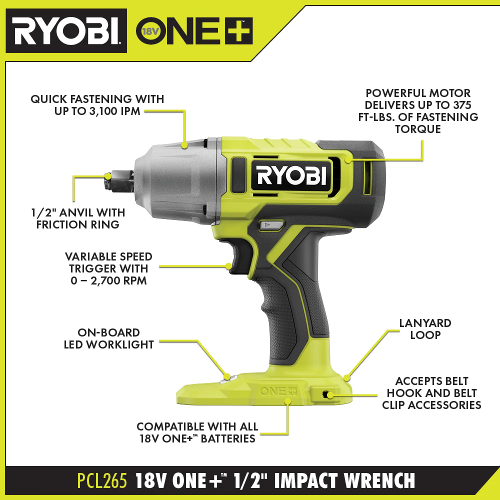 18V ONE+ 1/2" IMPACT WRENCH - Image 2