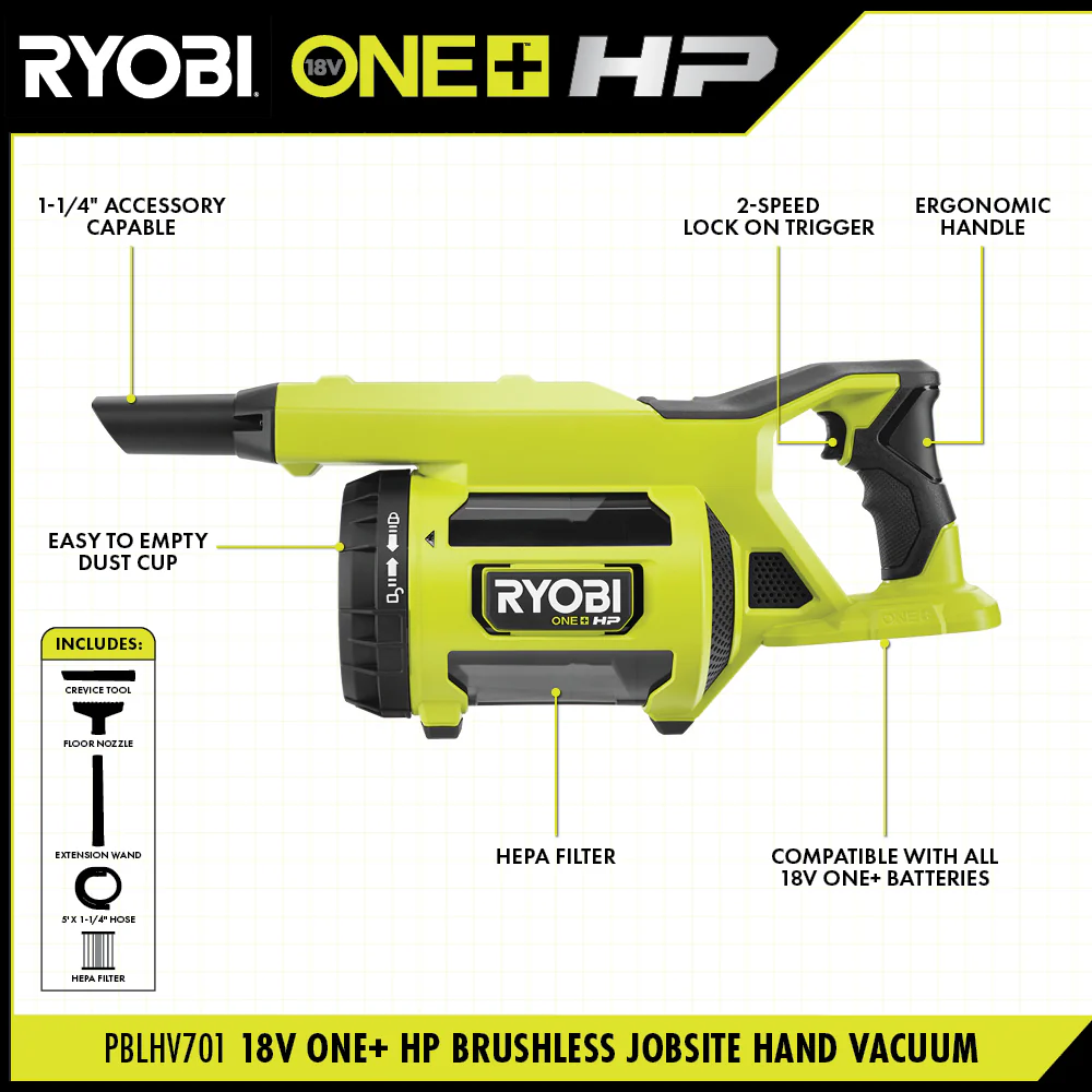 18V ONE+ HP BRUSHLESS JOBSITE HAND VACUUM KIT - Image 3