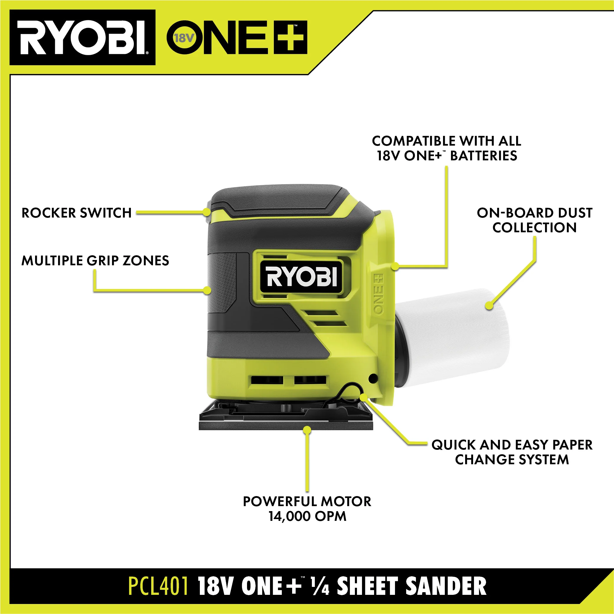18V ONE+ 1/4 SHEET SANDER KIT - Image 2