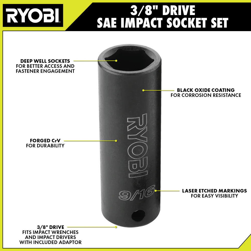 4 PC. 3/8" Drive SAE Impact Socket Set - Image 3