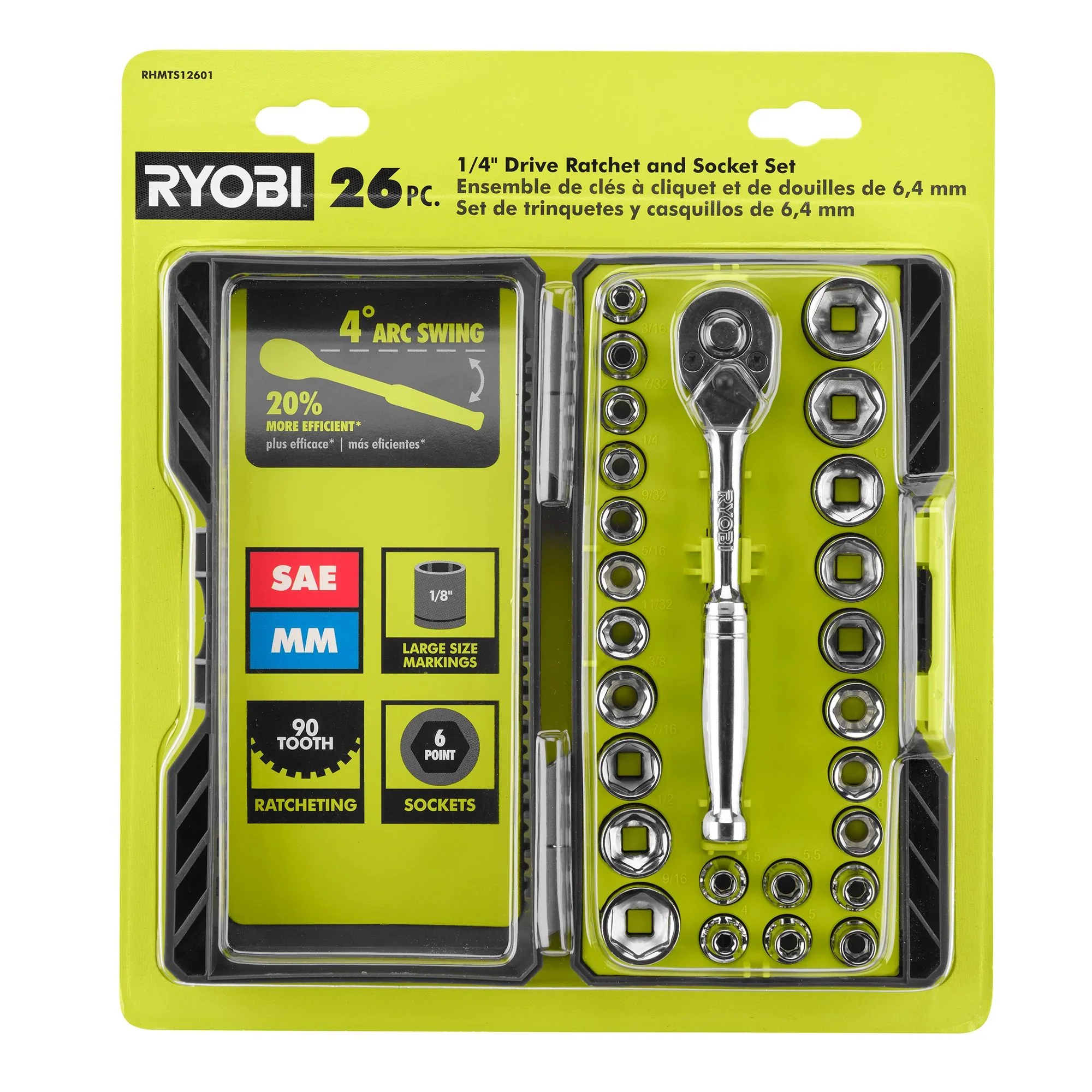 26 PC. 1/4" Drive Ratchet and Socket Set - Image 2