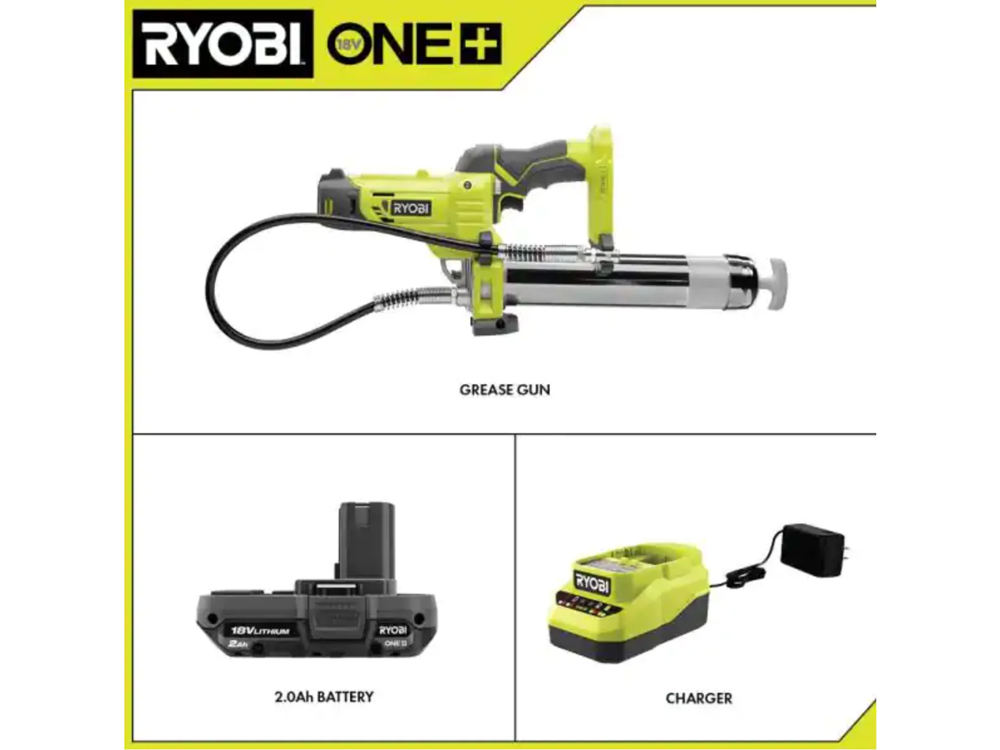 ONE+ 18V Cordless Grease Gun Kit with 2.0 Ah Battery and 18V Charger - Image 2