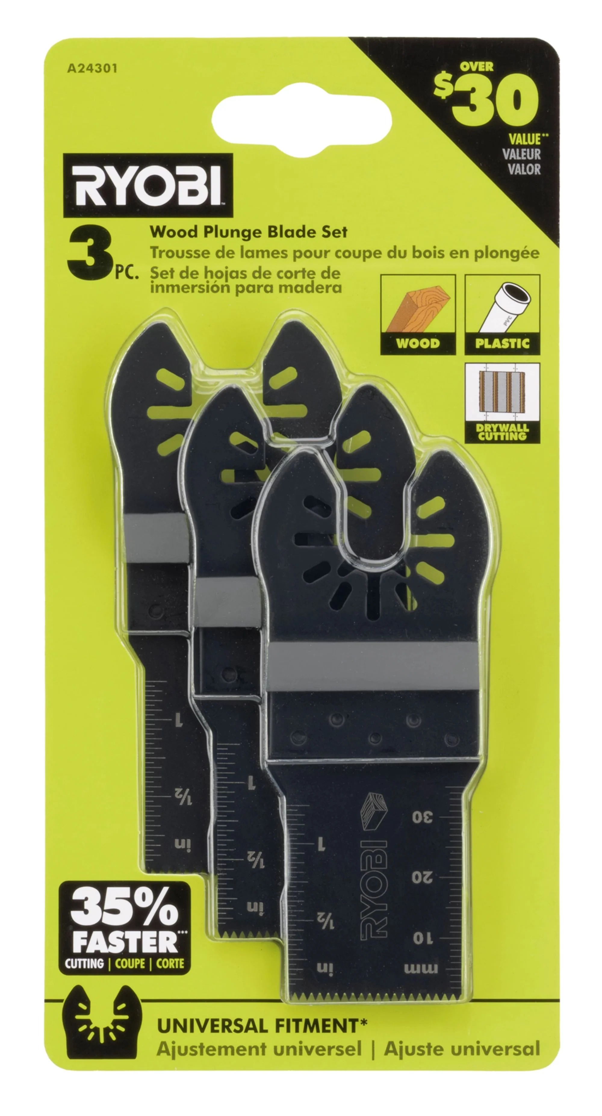 3 PC. Wood Plunge Blade Set - Image 3