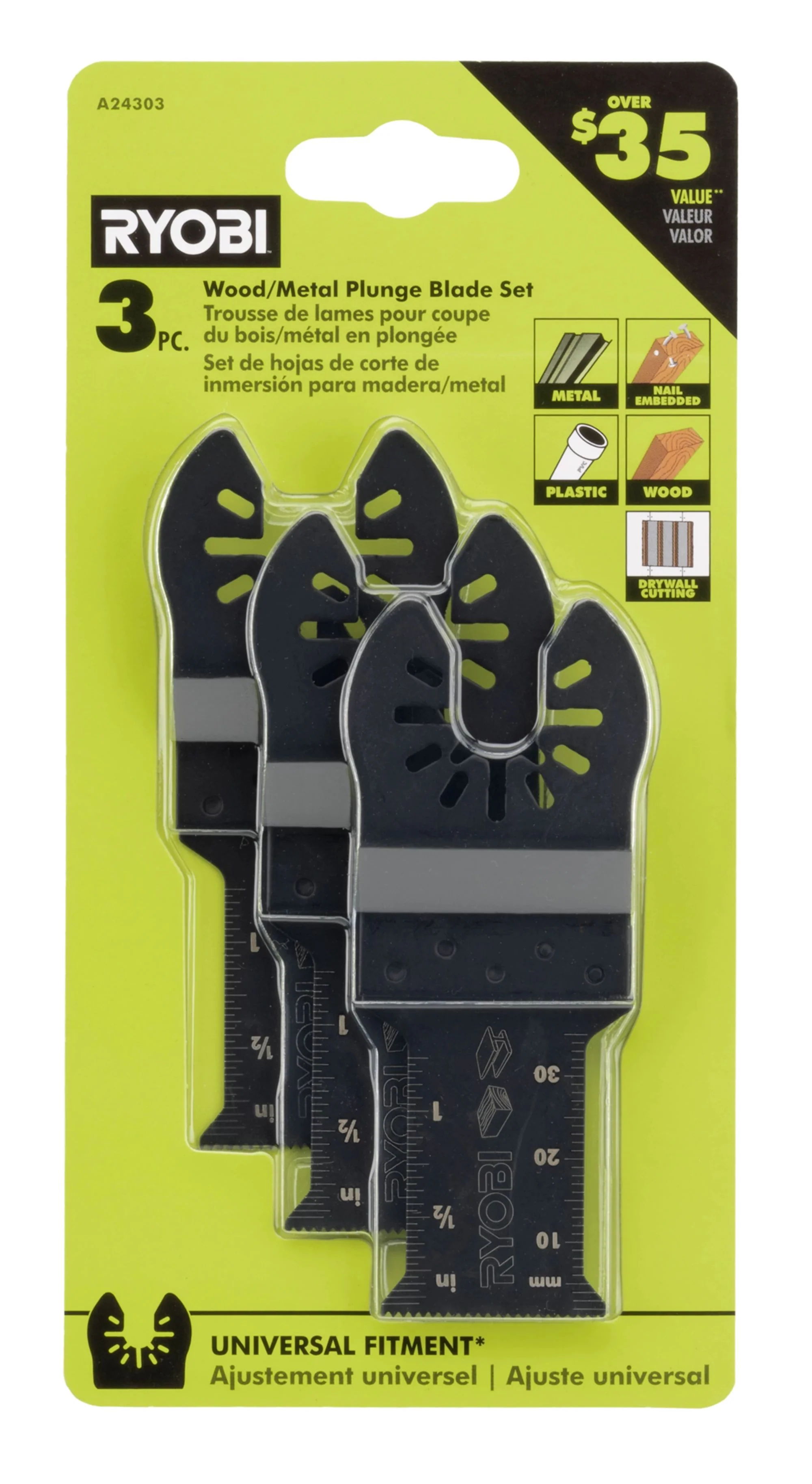 3 PC. Wood/Metal Plunge Blade Set - Image 3