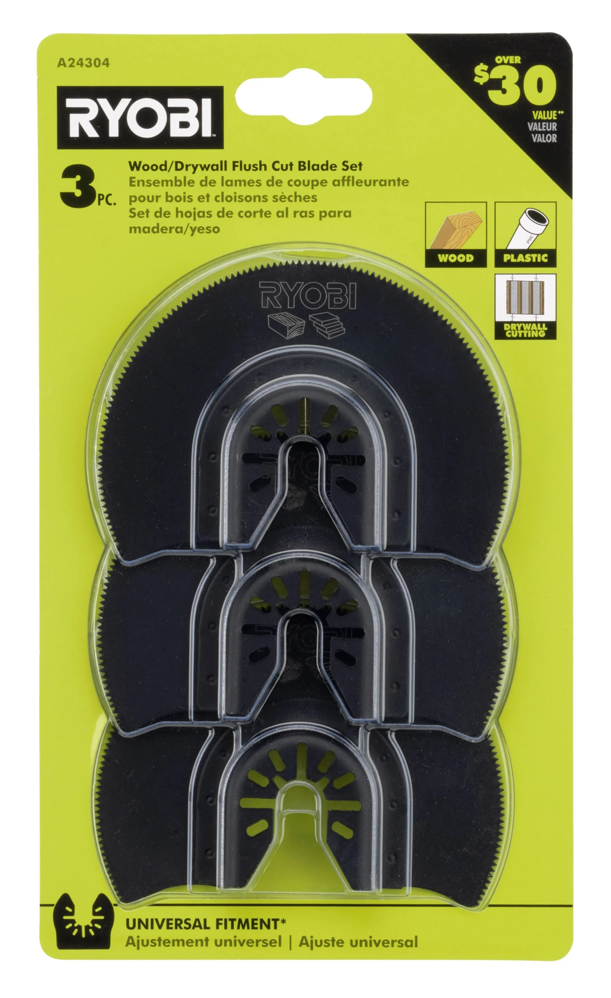 3 PC. Wood/Drywall Flush Cut Blade Set - Image 3