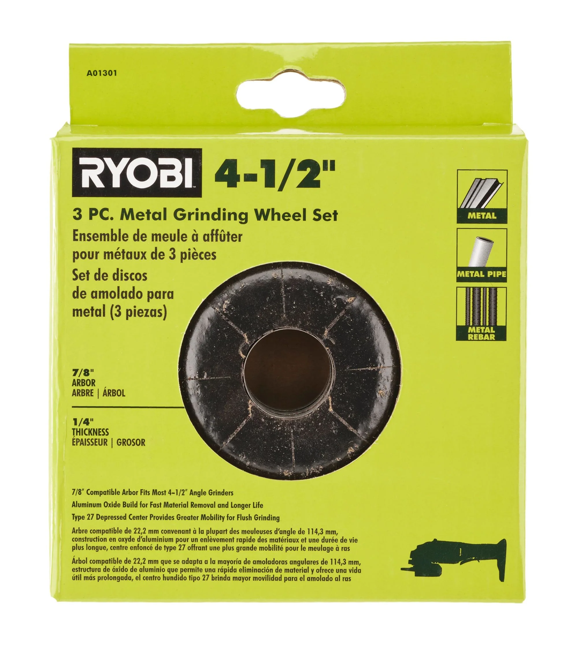 3 PC.  4-1/2" Metal Grinding Wheel Set - Image 3