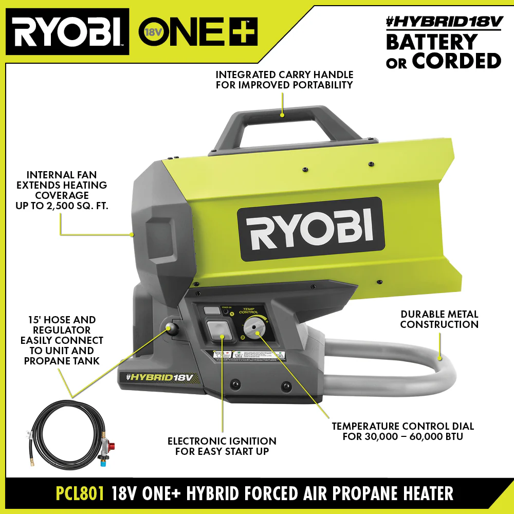 18V ONE+ Hybrid Forced Air Propane Heater - Image 2