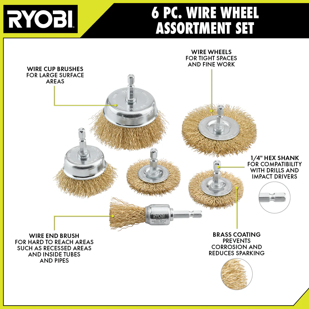 6 PC. Wire Wheel Assortment Set - Image 3
