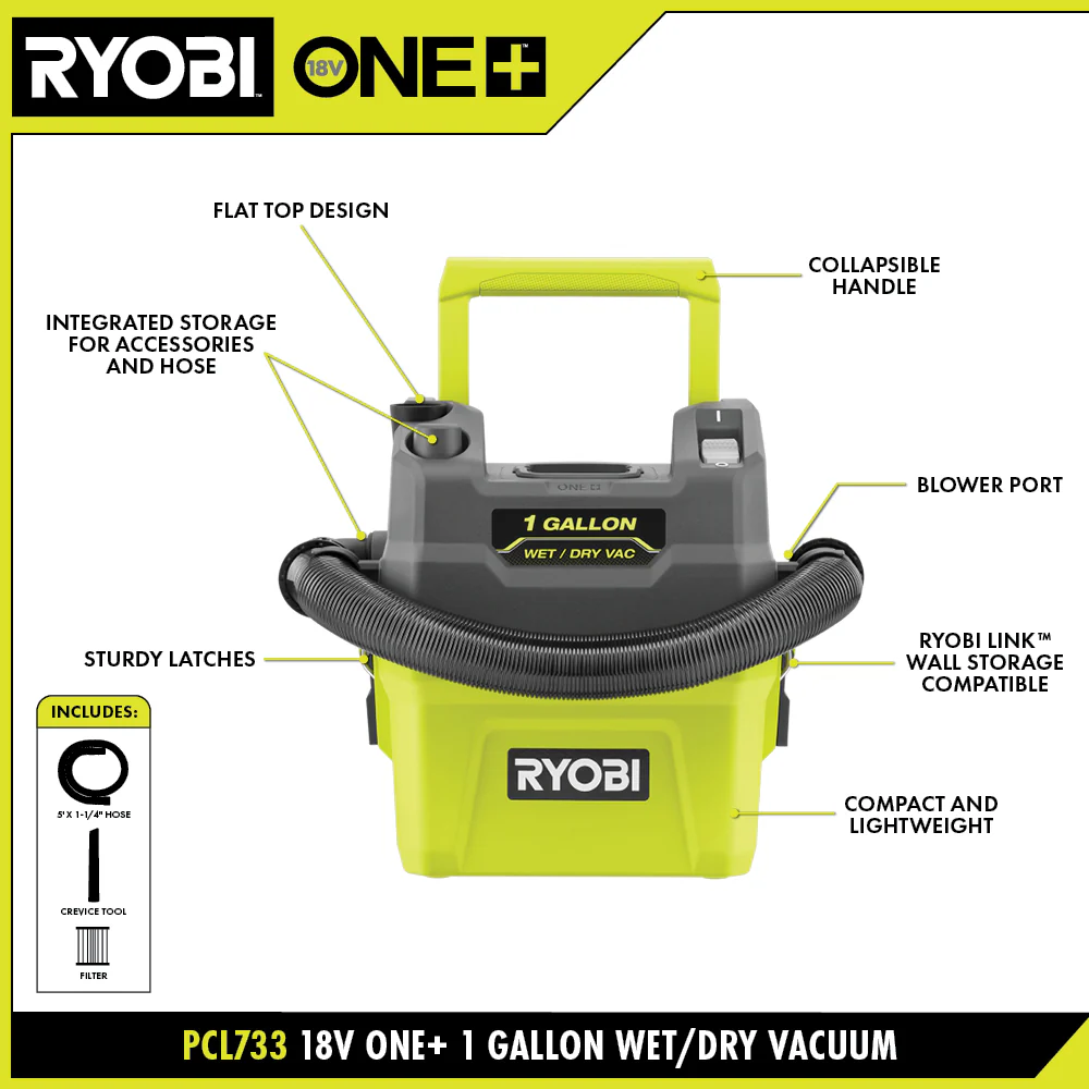 18V ONE+ 1 GALLON WET/DRY VACUUM KIT - Image 3
