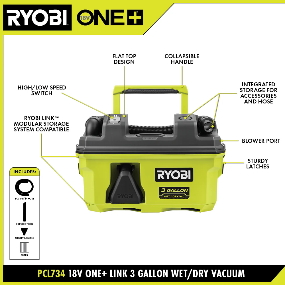 18V ONE+ LINK™ 3 GALLON WET/DRY VACUUM KIT - Image 3