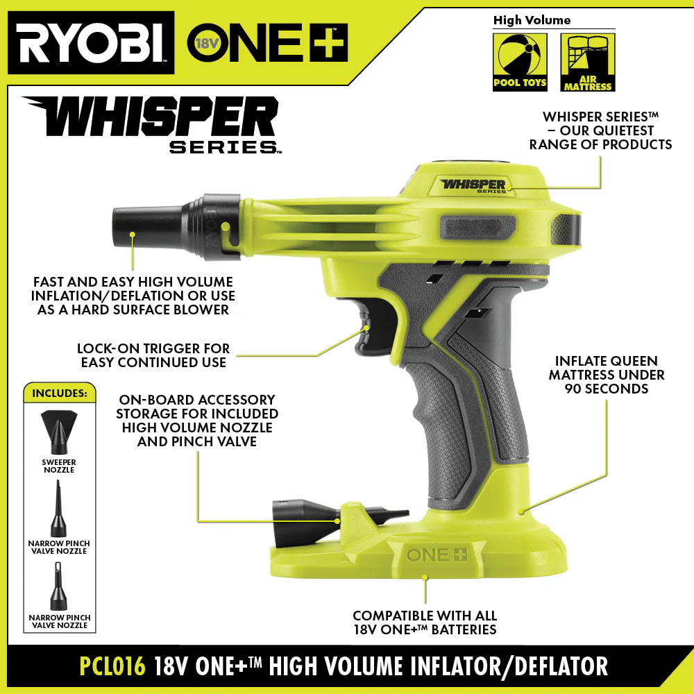 18V ONE+ WHISPER SERIES HIGH VOLUME INFLATOR - Image 3