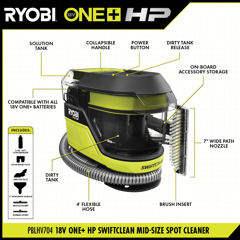 18V ONE+ HP SWIFTCLEAN MID-SIZE SPOT & CARPET CLEANER KIT - Image 2