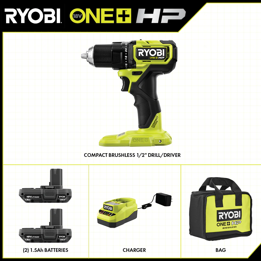 18V ONE+ HP Compact Brushless 1/2" Drill/Driver Kit - Image 2