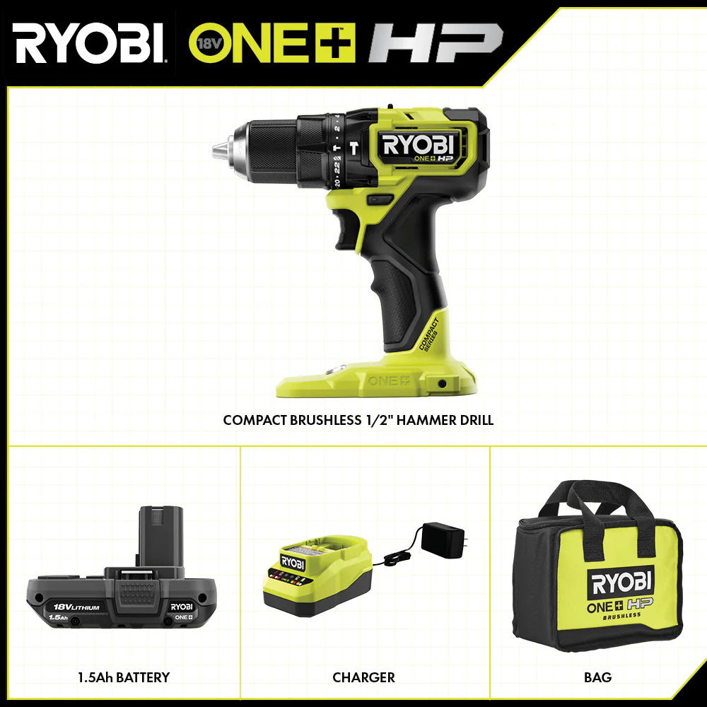 18V ONE+ HP Compact Brushless 1/2" Hammer Drill Kit - Image 2