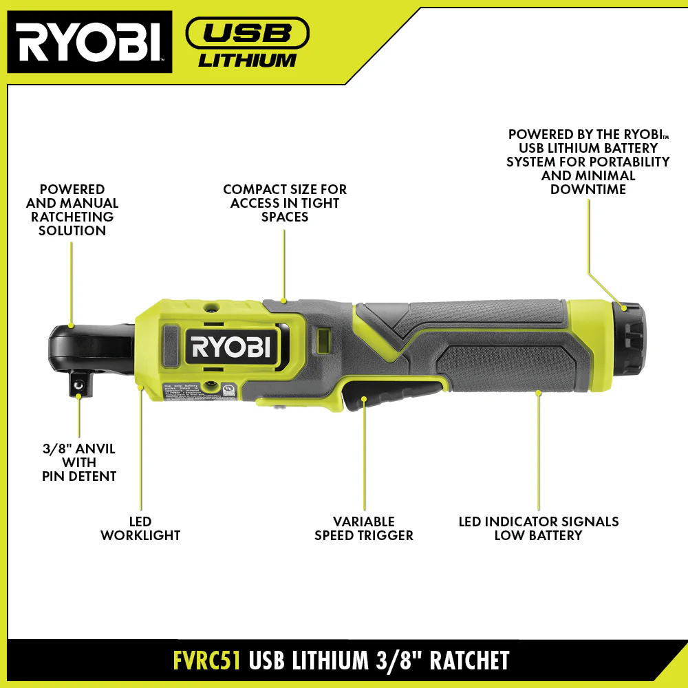 USB Lithium 3/8” Light Duty Ratchet Kit - Image 3