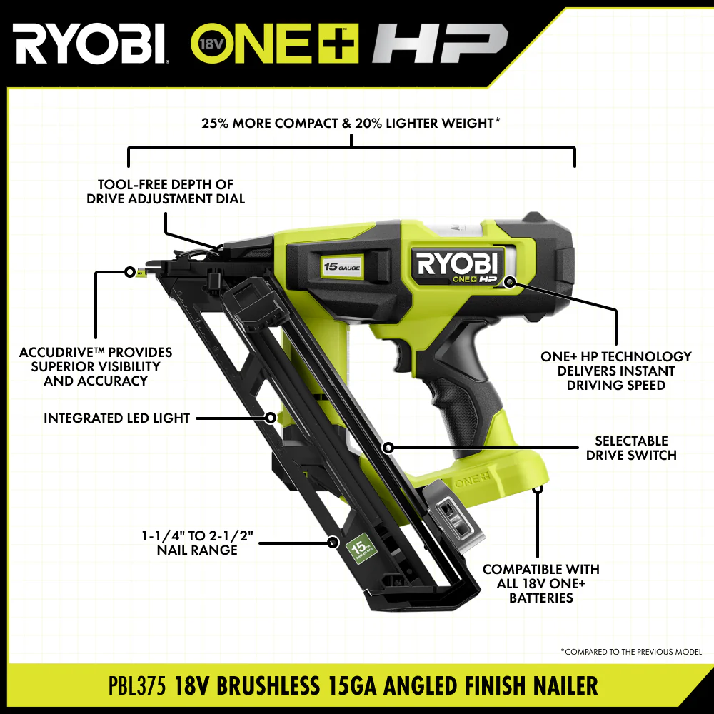 18V ONE+ HP BRUSHLESS 15GA ANGLED FINISH NAILER - Image 2
