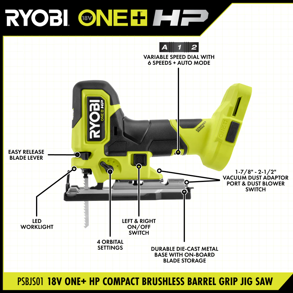 18V ONE+ HP COMPACT BRUSHLESS BARREL GRIP JIG SAW KIT - Image 3