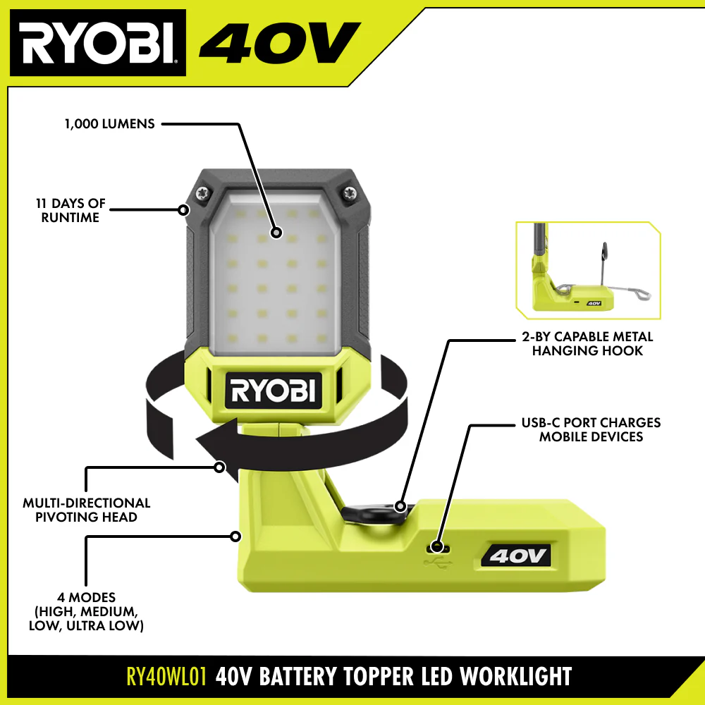 40V BATTERY TOPPER LIGHT - Image 2