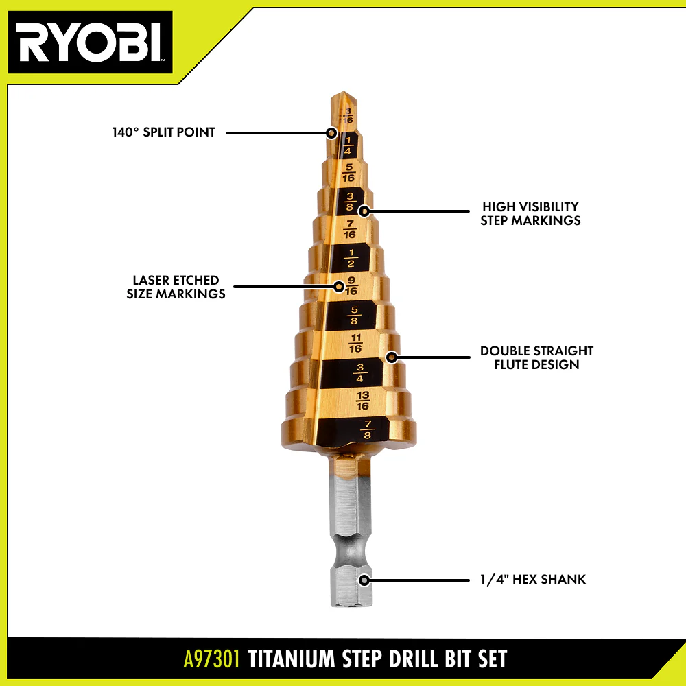 3 PC. Titanium Step Drill Bit Set - Image 3