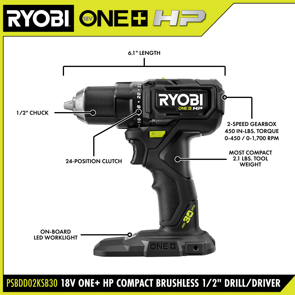 LIMITED EDITION 18V ONE+ HP Compact Brushless 1/2" Drill/Driver Kit - Image 4