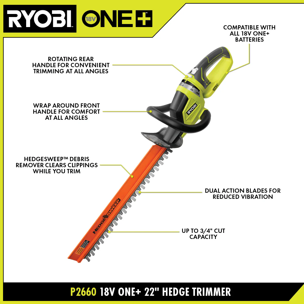 18V ONE+ 22" Hedge Trimmer Kit - Image 3