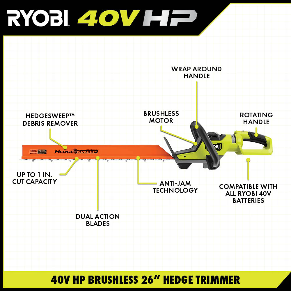 40V HP BRUSHLESS 26" HEDGE TRIMMER KIT - Image 3