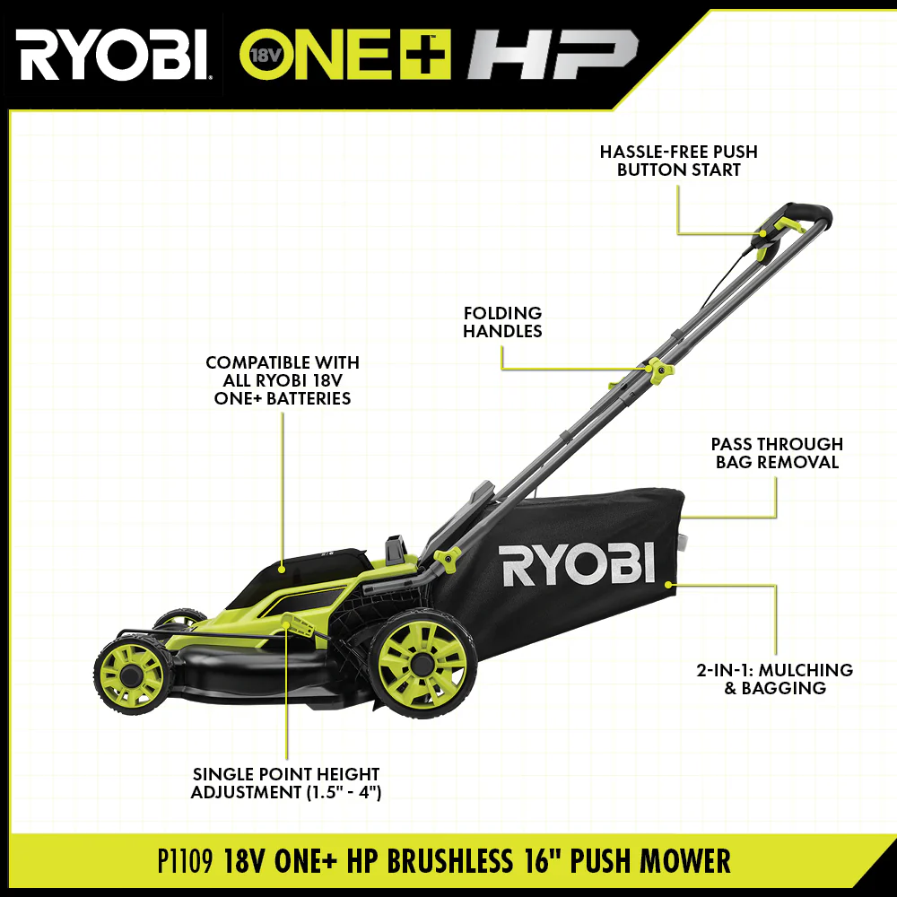 18V ONE+ HP BRUSHLESS 16" PUSH MOWER - Image 2