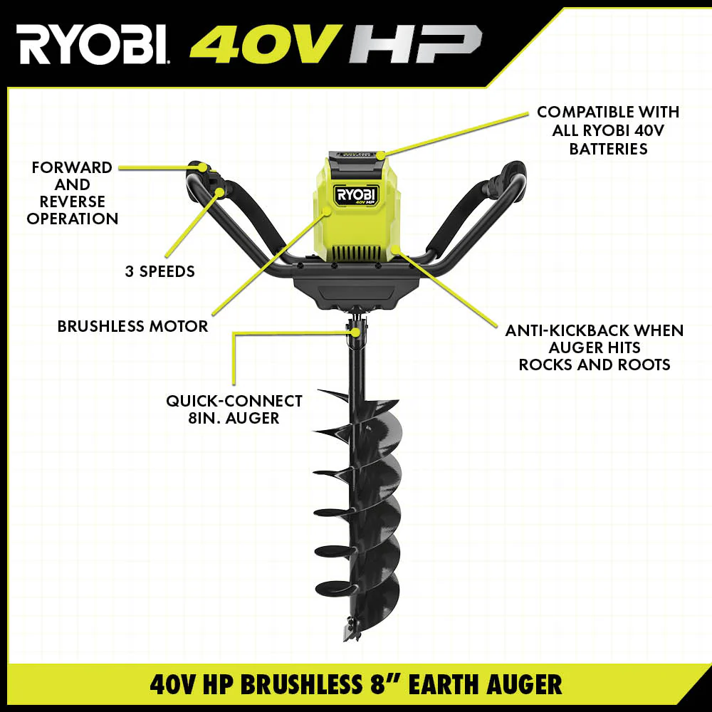 40V HP BRUSHLESS 8" EARTH AUGER KIT - Image 4
