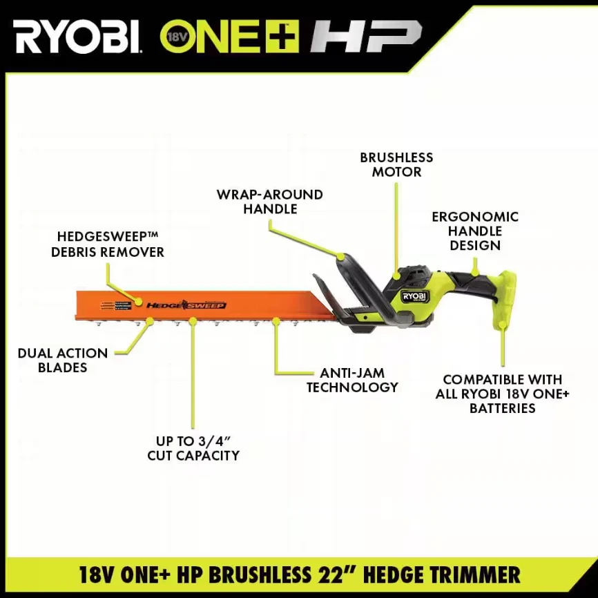 18V ONE+ HP Brushless 22" Hedge Trimmer Kit - Image 3