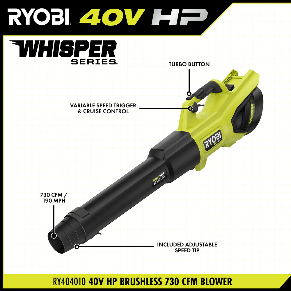 40V HP BRUSHLESS 730 CFM WHISPER SERIES BLOWER KIT - Image 4