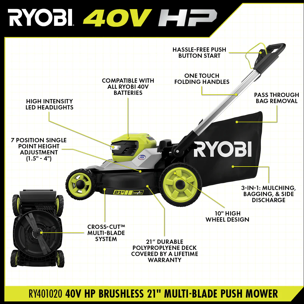 40V HP BRUSHLESS 21" MULTI-BLADE PUSH MOWER KIT - Image 4