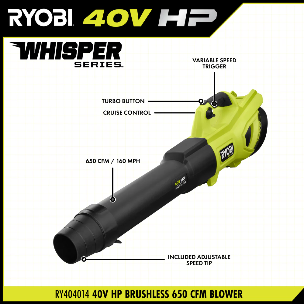 40V HP BRUSHLESS 650 WHISPER SERIES CFM BLOWER - Image 3