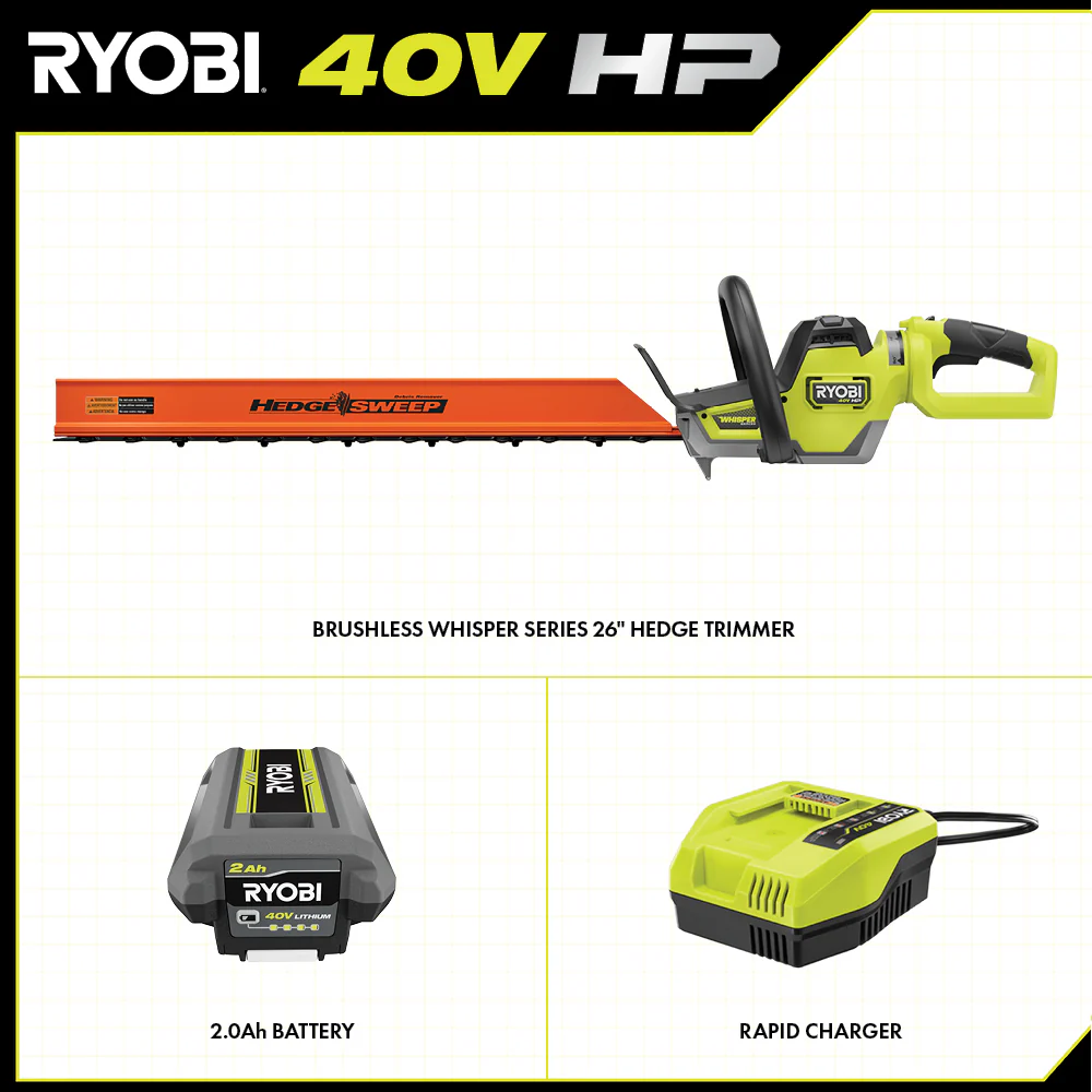 40V HP BRUSHLESS WHISPER SERIES 26" HEDGE TRIMMER KIT - Image 3