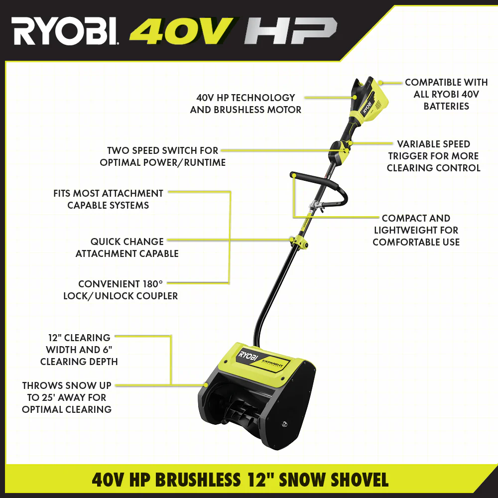 40V HP BRUSHLESS 12" SNOW SHOVEL KIT - Image 3