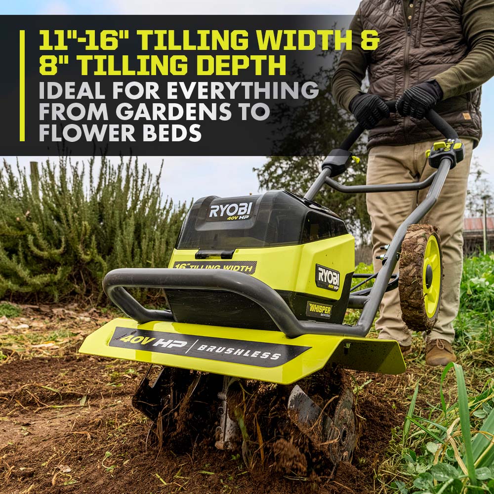 40V HP BRUSHLESS WHISPER SERIES 16" FRONT TINE TILLER KIT - Image 8
