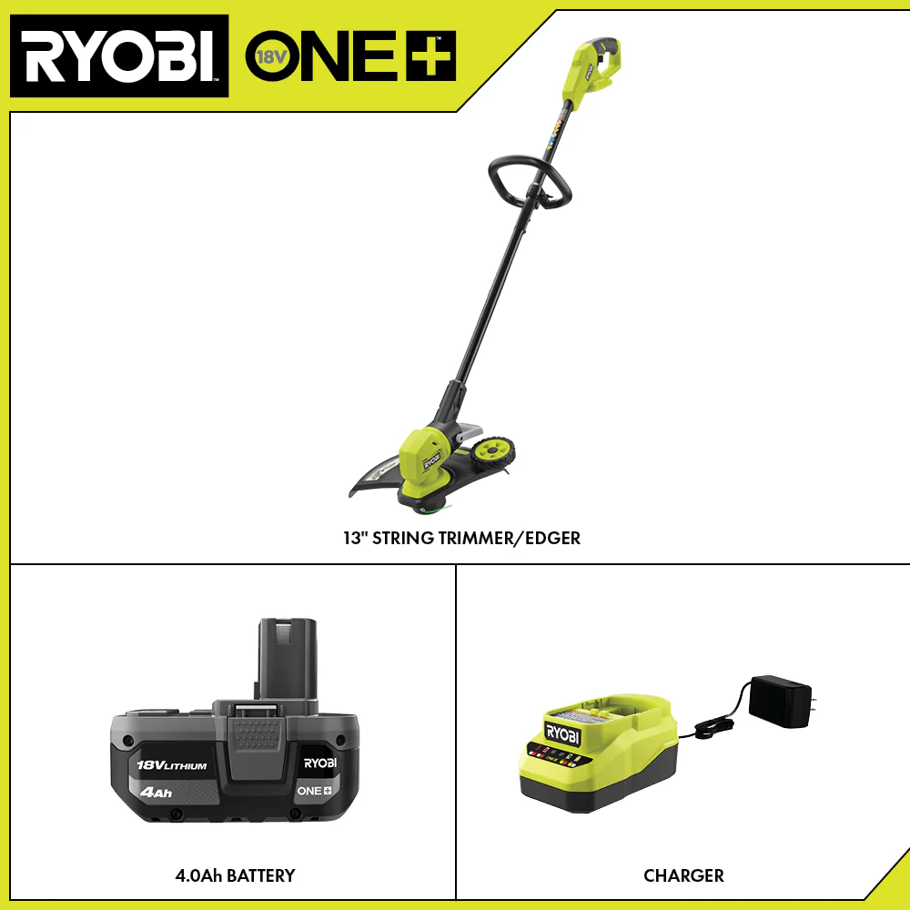 18V ONE+ 13" Cordless Battery String Trimmer/ Lawn Edger with 4.0 Ah Battery and Charger - Image 3