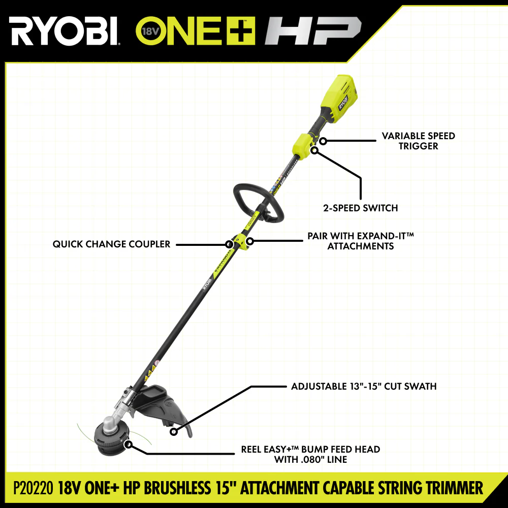 18V ONE+ HP 15” Attachment Capable String Trimmer Kit - Image 5