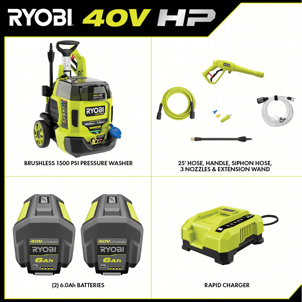 40V HP BRUSHLESS WHISPER SERIES 1500 PSI 1.2 GPM PRESSURE WASHER - Image 2