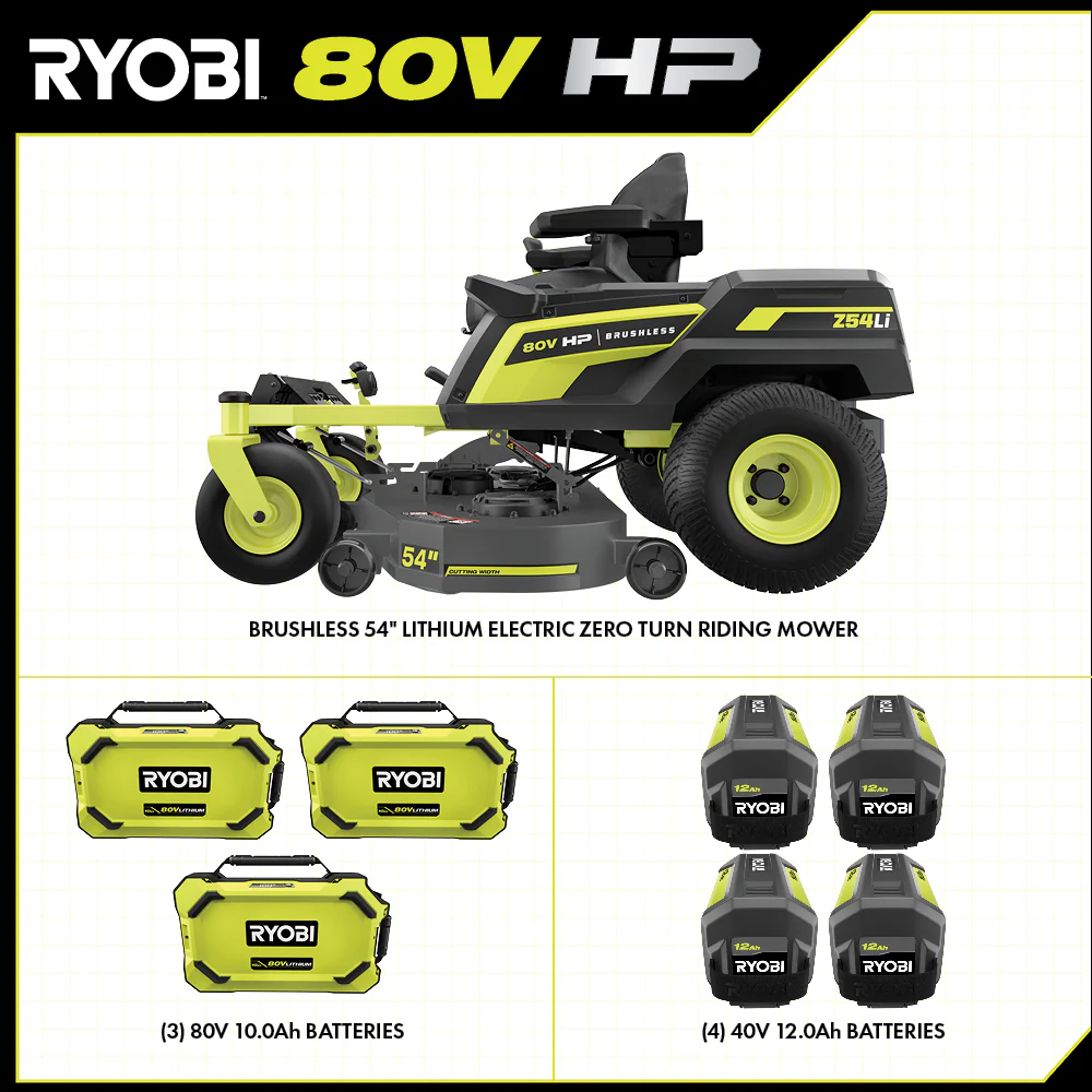 80V HP BRUSHLESS 54" LITHIUM ELECTRIC ZERO TURN RIDING MOWER KIT - Image 3