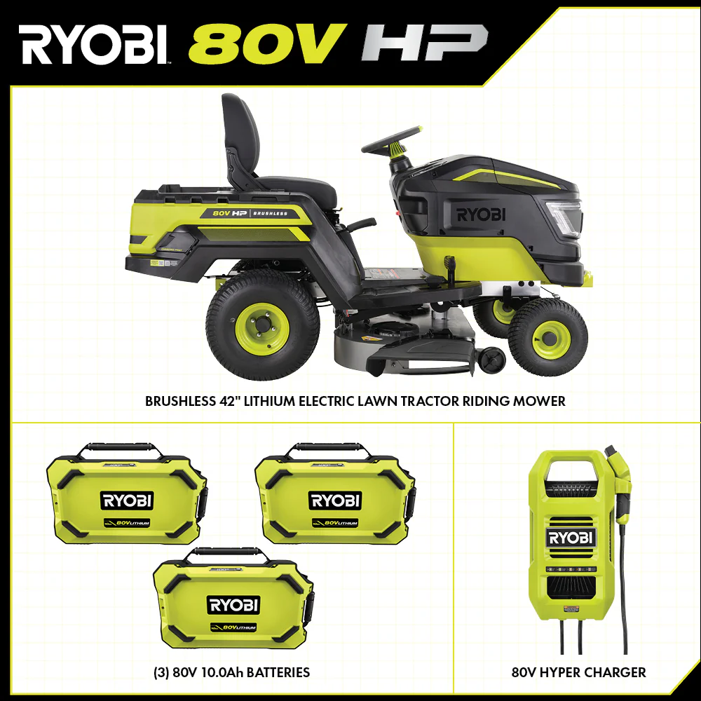 80V HP BRUSHLESS 42" BATTERY CORDLESS ELECTRIC RIDING LAWN TRACTOR KIT - Image 3