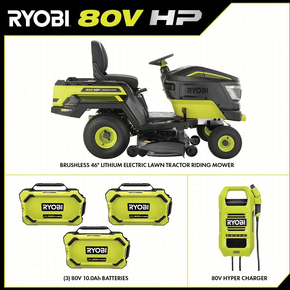 80V HP BRUSHLESS 46" BATTERY CORDLESS ELECTRIC RIDING LAWN TRACTOR KIT - Image 3