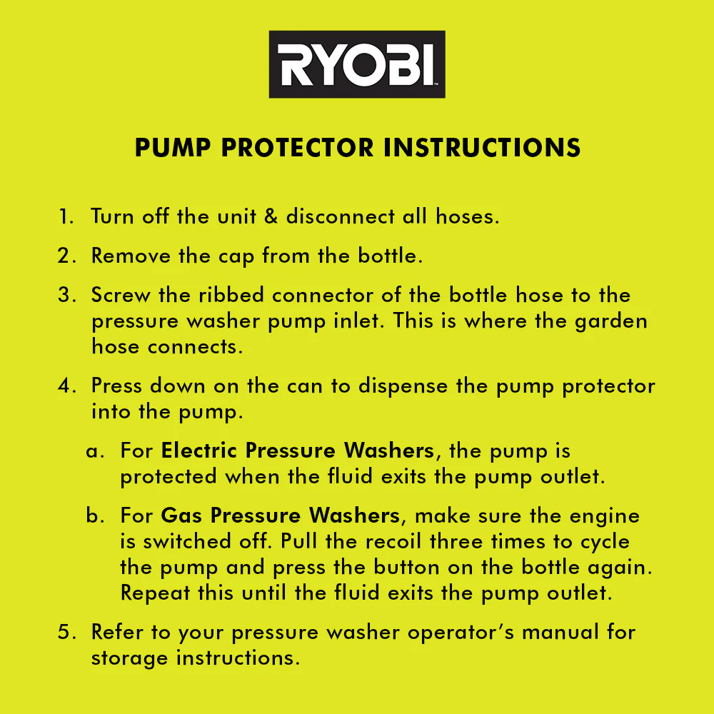 RYOBI Pressure Washer Pump Protector - Image 5